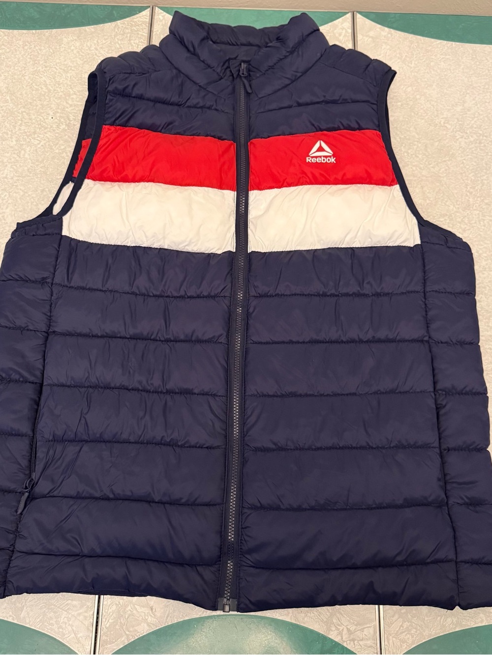 Reebok Navy Vest with Red & White Chest Stripes
